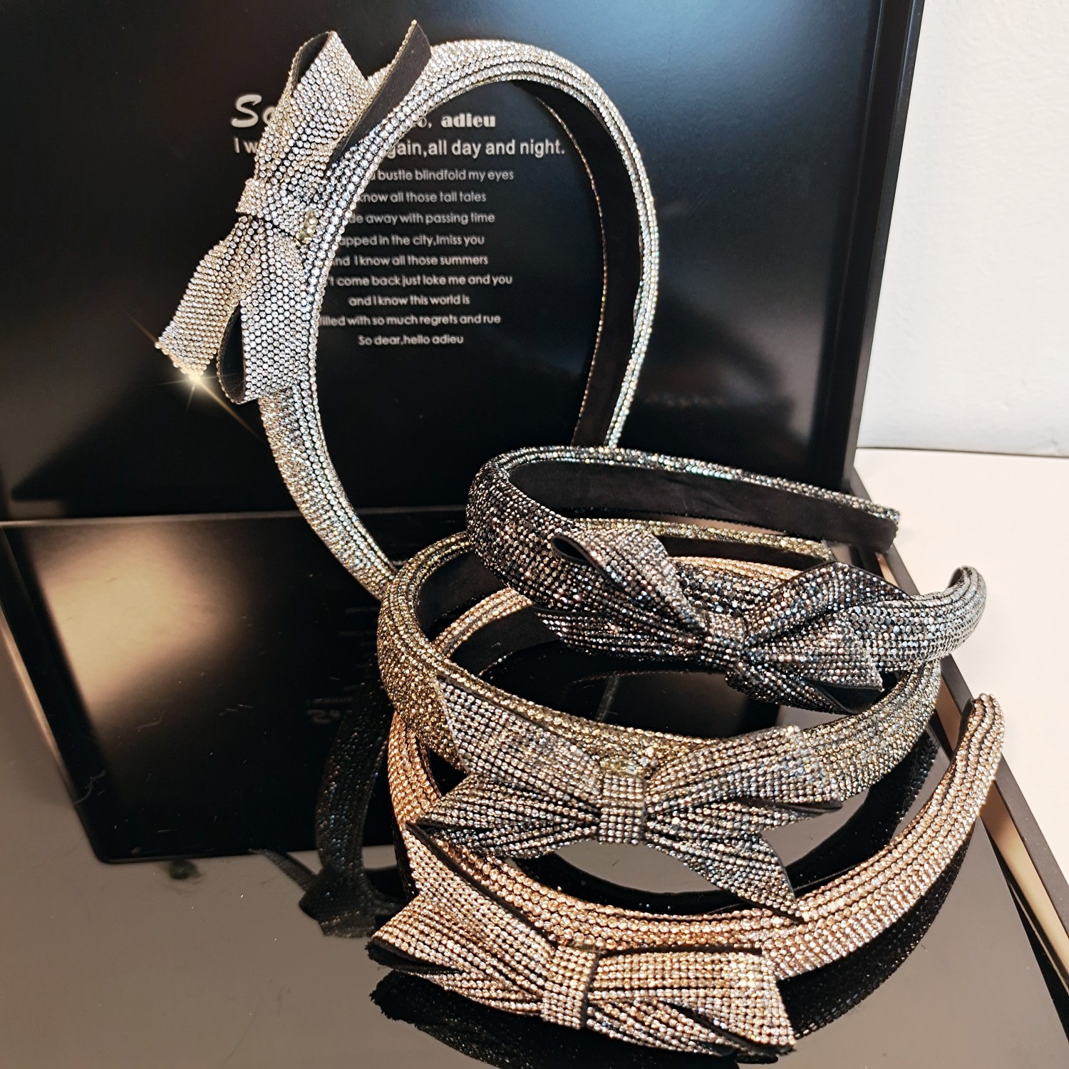 2024款韓版輕奢水鑽蝴蝶結髮箍高級感水晶閃鑽高檔高顏值頭箍髮飾