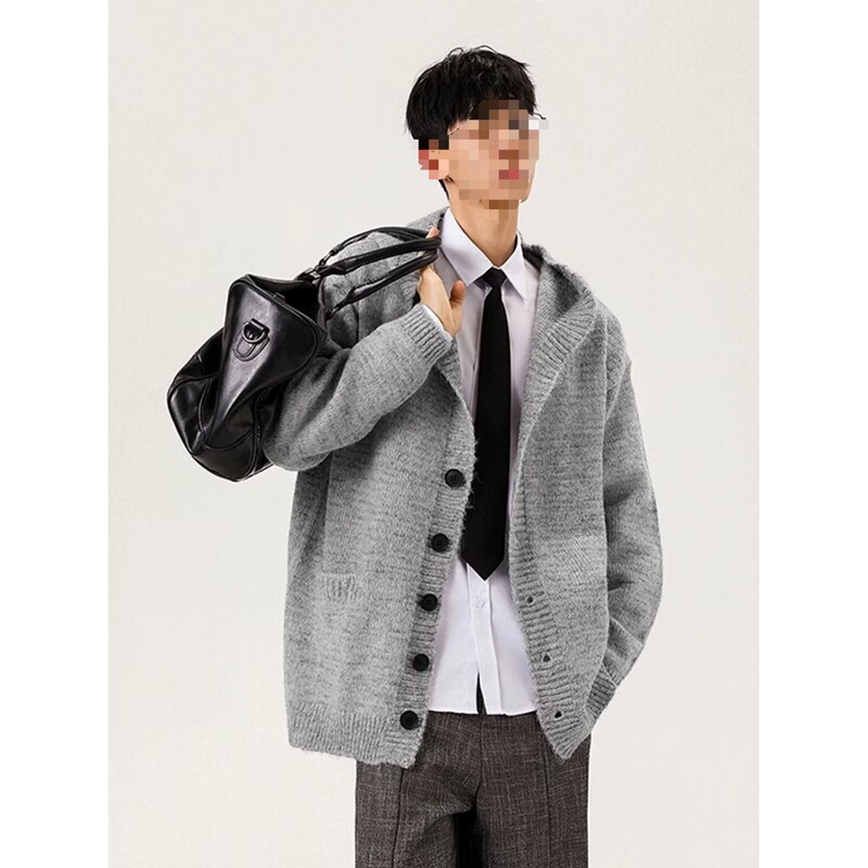 New Hooded Cardigan Knitwear Men's 2025 Autumn and Winter Outwear Seahorse Hair Lazy Loose Knitwear Export