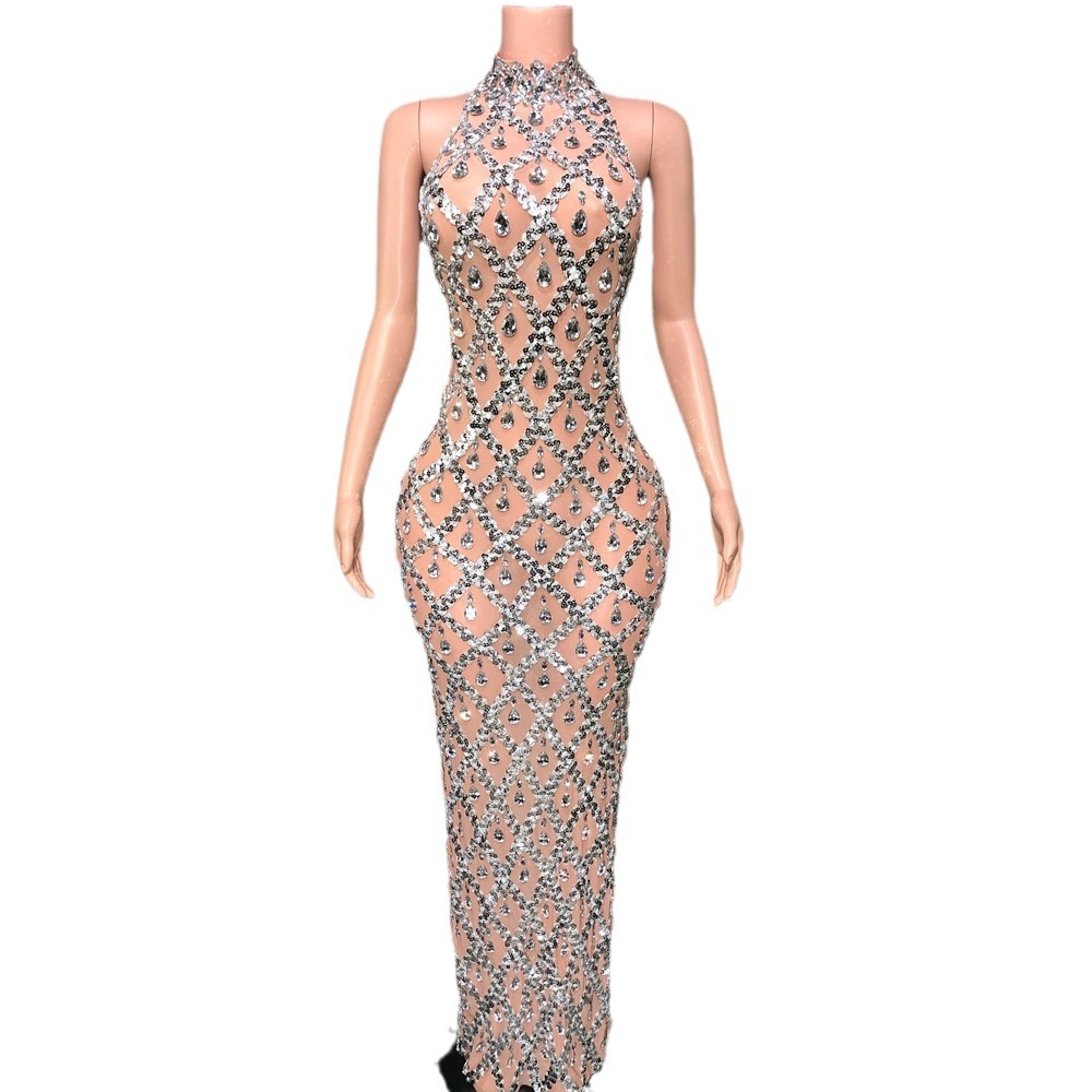 GraceChic STOCK Hot Sale European And American Foreign Trade Shiny Rhinestone Plus Size Women's Evening Party Gown Long_voghion.com