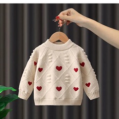 女の子のセーター秋冬2025新型洋気子供の上着の女の子の冬の服は厚いニットの底のシャツを着ます。