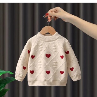 Girls' Sweater Autumn and Winter 2025 New Western Style Children's Top Baby Girls' Winter Thickened Knitted Base Shirt