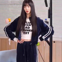 ~~~~~韩国小众 24秋季新款 元英同款 织带绒面运动套装