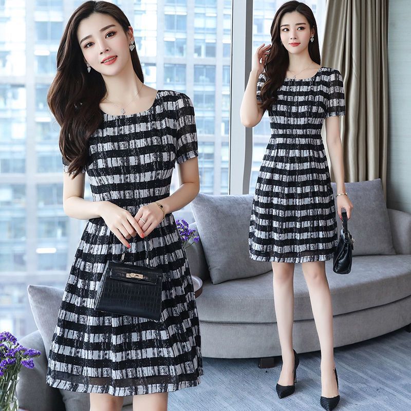 Amazon 2024 Summer new main downstream platform women's printed A- line skirt dress wholesale join