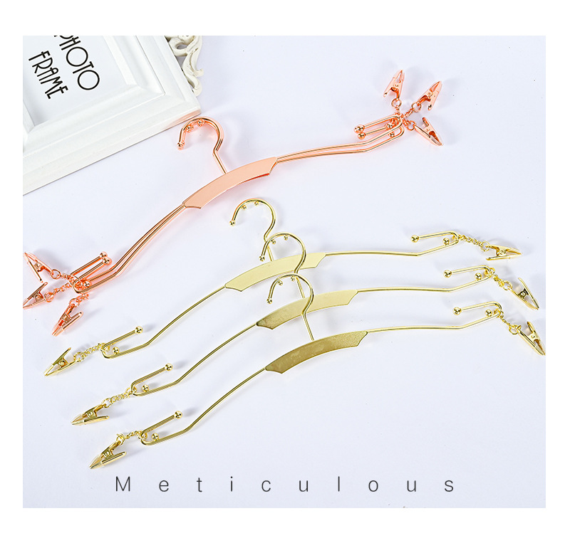 Metal Underwear Hanger Rose Gold Pants Clip Underwear Shop Special Hanger Pants Rack Non-slip Display Clothes Support Inner Hanger