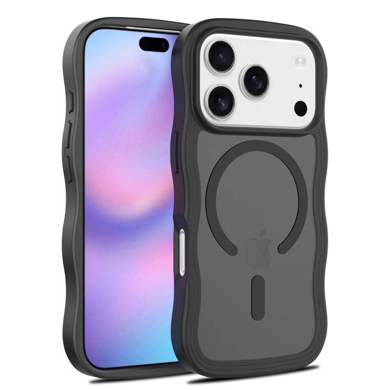 iPhone17 Proに適した大きな波状の肌の感触磁気吸引17携帯電話ケースApple 16落下防止および汚れ防止保護カバー|undefined