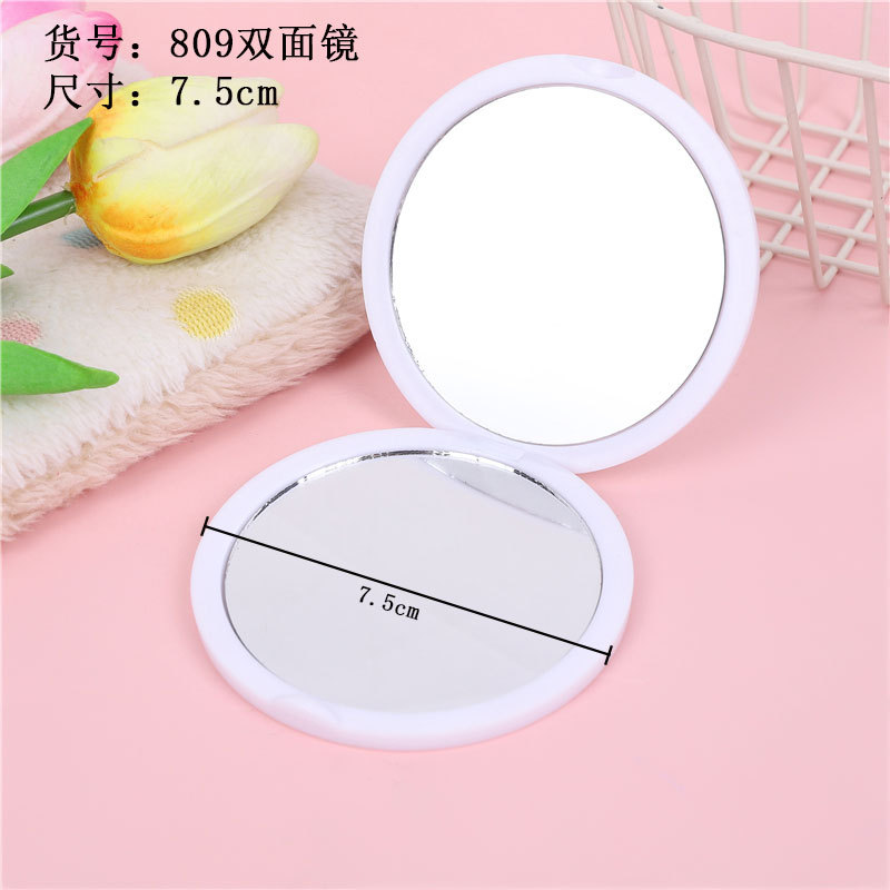 Espejo de maquillaje plegable de plástico con diseño de dopamina, espejo pequeño redondo, espejo de mano portátil de doble cara abatible, espejo plegable.