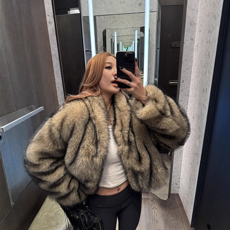 European and American Autumn and Winter New Fur Outwears Winter Imitation Fox Fur Short Thickeneded Fur Women's Tops Cross-Border Large Size