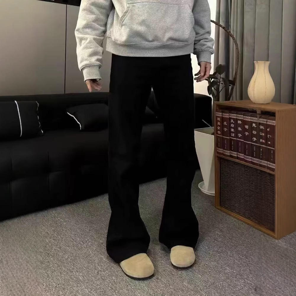 现货巴黎平替黑牛cleanfit微弹牛仔裤修身喇叭裤显高拖地裤子黑色