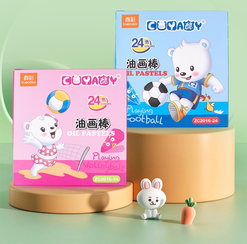 Zhenhai 24er Farben Ölpastellkreiden für Kinder zum Zeichnen und Ausmalen, rutschfest, handschmutzfrei, abwaschbar, Farbmalkreiden-Set