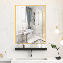 化妆镜浴室镜子贴墙免打孔卫生间带置物架挂墙式厕所洗手台卫浴梳