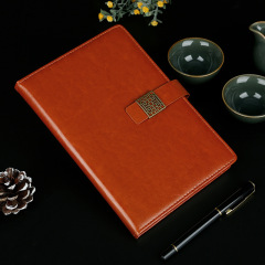 Wholesale Retro Window Flower Button Business Notebook PU Leather Simple Diary Notebook Office Meeting Notebook Customization