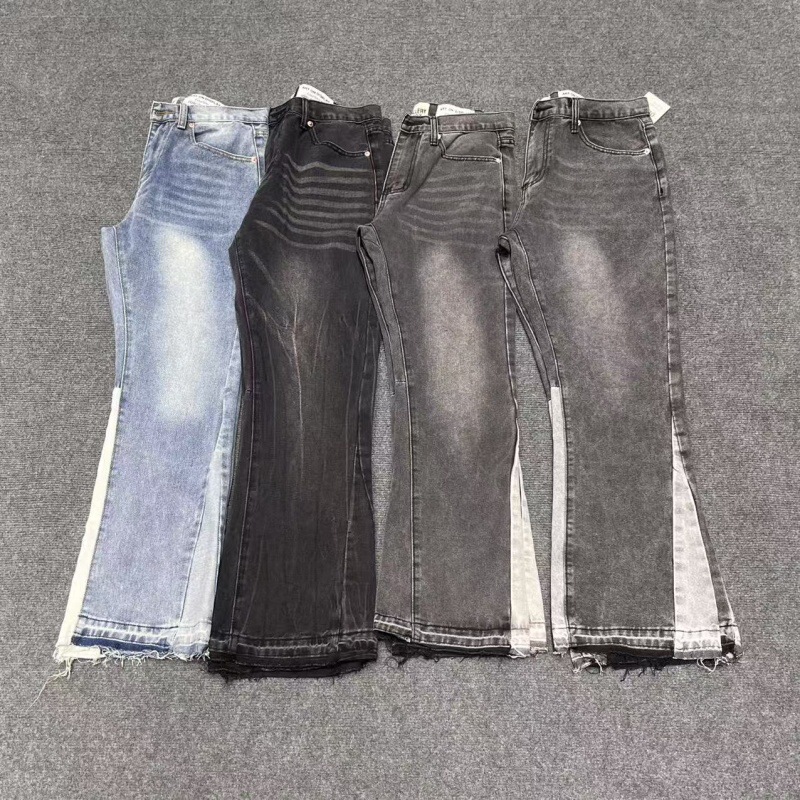 American-Style Gallery Dept Washed Flared Patchwork Jeans High Street Men's Casual Versatile Long Pants American-Style Gallery Dept Washed Flared Patchwork Jeans High Street Men's Casual Versatile Long Pants
