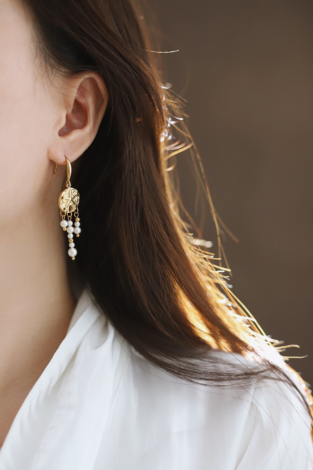 Dreamcatcher Starfish Pearl Stainless Steel Earrings