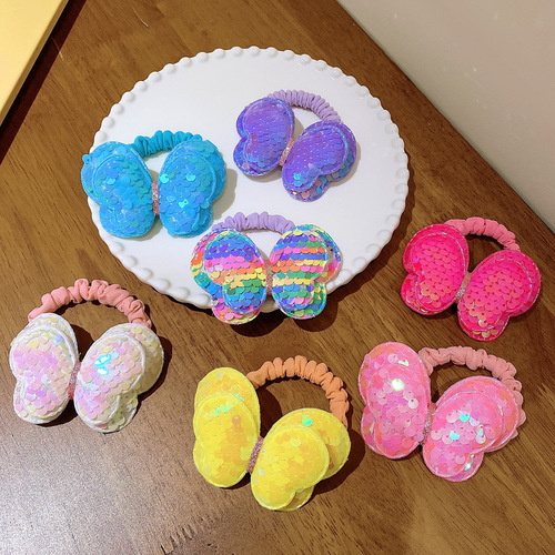 Korean sequin bow headband hair band baby hair tie rubber band girls and children hair accessories high elastic hair rope wholesale