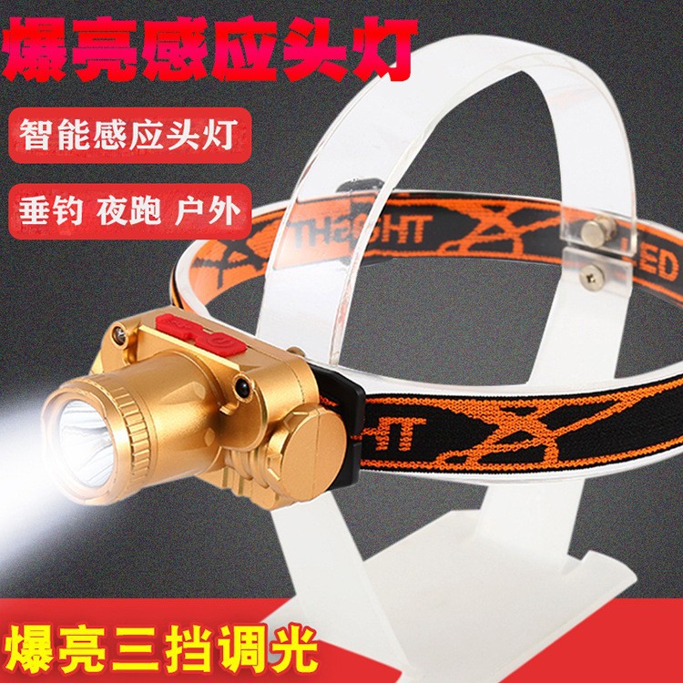 Faro de luz fuerte transfronterizo recargable linterna incorporada LED lámpara de minero montada en la cabeza faro de inducción al aire libre al por mayor