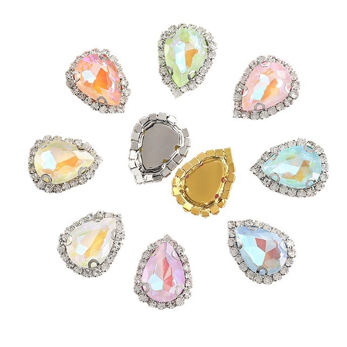 Hot -selling water droplet claws mocarhopper fluorescent crystal buckle, sewing drill, handmade wedding head jewelry hair jewelry water droplet claw diamond