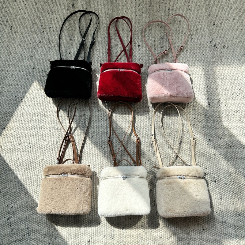 25秋冬新款日韩毛绒手提包仿貂毛双肩包甜美风背包packbag606#|undefined