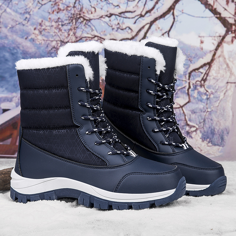 Botas de algodón de invierno para mujeres al aire libre más vello grueso calentamiento botas de nieve de comercio exterior zapatos de mujer de tamaño grande image 3