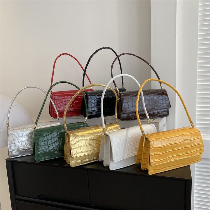 Elegante moda simple color sólido patrón de piedra ins bolsa de axilas mujer 2023 otoño nuevo bolso de hombro bolso de moda