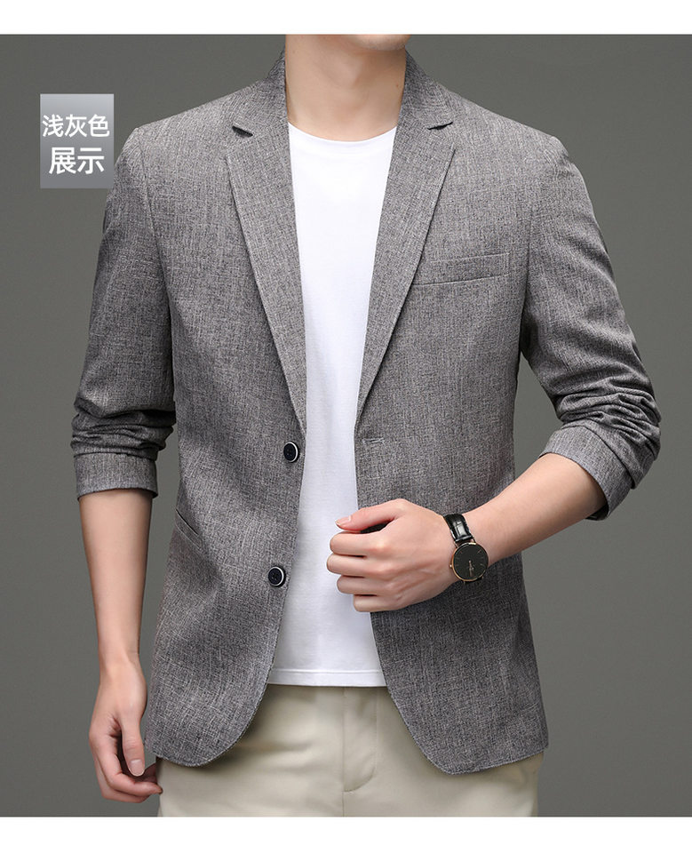 Áo vest nam vải lanh pha cotton mỏng nhẹ dáng ôm xẻ tà sau — Màu xám nhạt, Xanh xám nhạt chi tiết 14