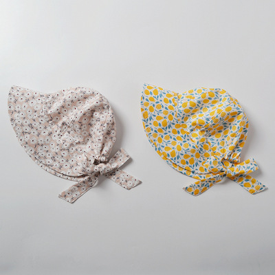 moinmlon春夏韩版女童大檐遮阳帽宝宝棉布防晒太阳帽婴儿松紧盆帽|ms