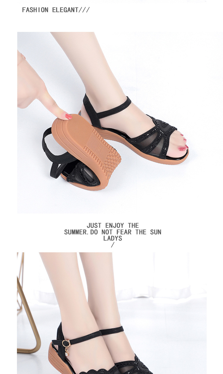 Sandal đế xuồng nữ da thật mùa hè, đế mềm êm chân, size lớn — đen chi tiết 13