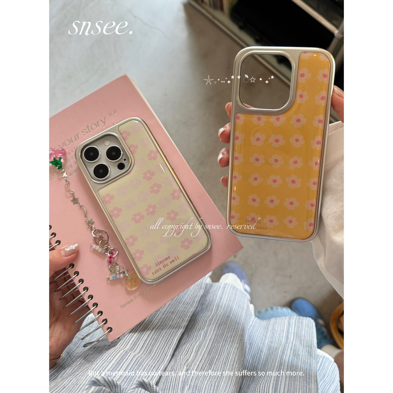 Snsee | Hua Hua Diary ~ Epoxy Series Korean-Style Electroplated Glossy Acrylic Silver Frame Phone Case Suitable for Snsee | Hua Hua Diary ~ Epoxy Series Korean-Style Electroplated Glossy Acrylic Silver Frame Phone Case Suitable for