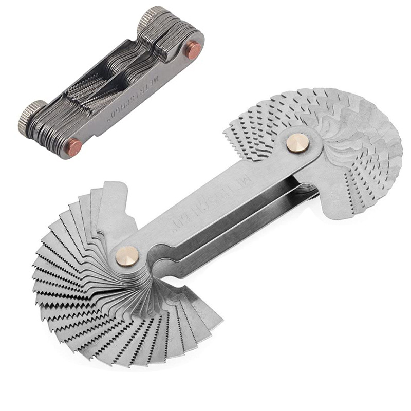 52PC Metric 60° British 55° Thread Gage, Thread Sample, Thread Gauge, Pitch Measuring Tool