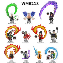外贸专供WM6218动漫鬼灭袋装拼装积木人仔玩具