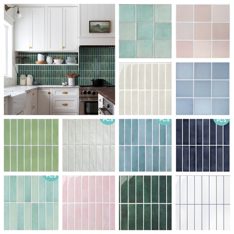 Minimalist Style 2D Tile Stickers for Bathroom and Kitchen Floors, Waterproof and Oil-Proof Self-Adhesive Background Wall Stickers, New Year Decoration