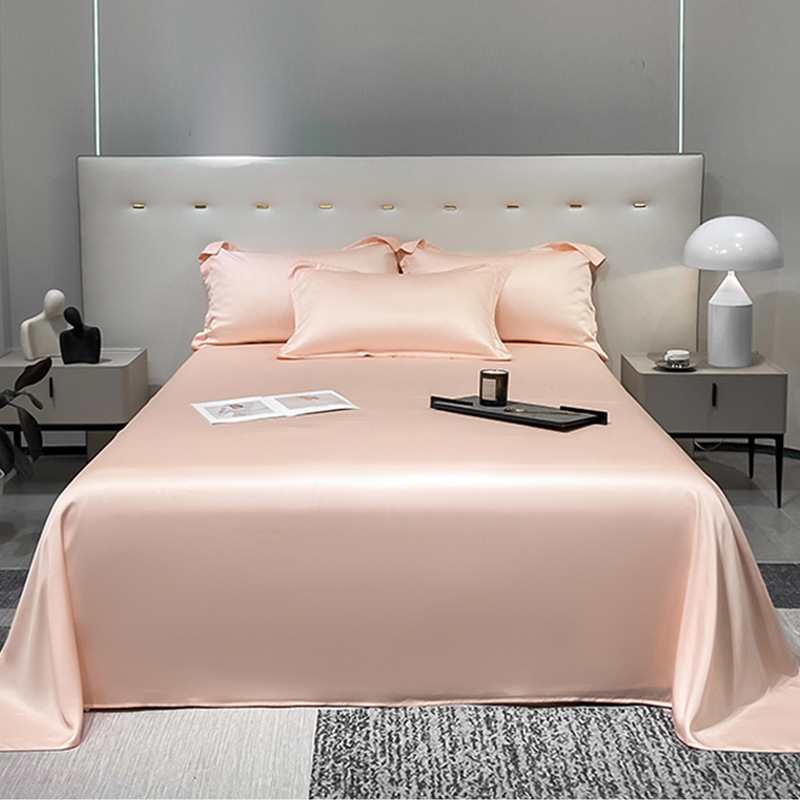 100 sábanas de verano de seda de hielo de color sólido de una sola pieza, dormitorio desnudo, edredón fresco, funda de almohada simple, juego de tres piezas