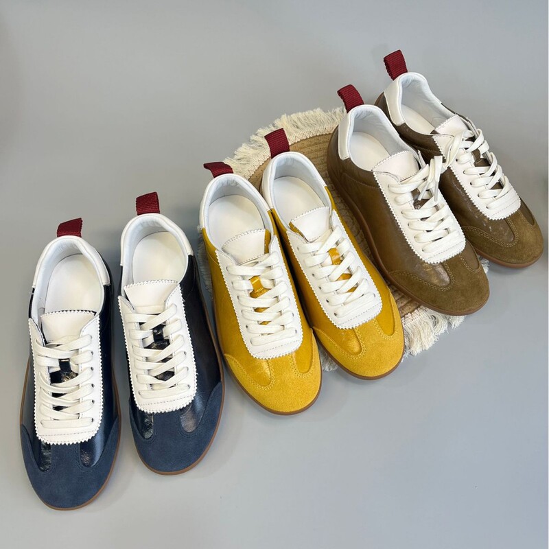 German training shoes are versatile retro oil-wax leather patterned color-blocked lace-up casual sneakers, fashionable and versatile women's casual shoes German training shoes are versatile retro oil-wax leather patterned color-blocked lace-up casual sneakers, fashionable and versatile women's casual shoes