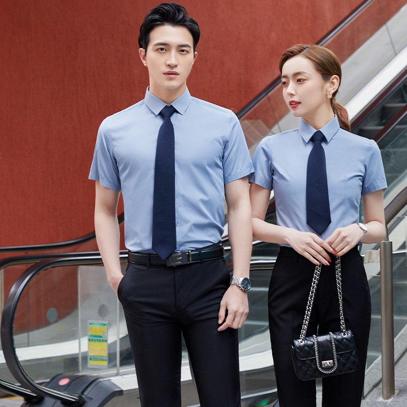 Shirt Women's Business Wear Short-Sleeved Summer Shirt Men's and Women's Same Style Business Formal Wear No Ironing Can Be Embroidered with Logo