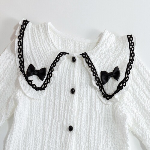 Girls' Shirts Children's Bottoming Shirts White Shirts Autumn Clothes  New Spring and Autumn Fashionable Doll Collar Children's Tops