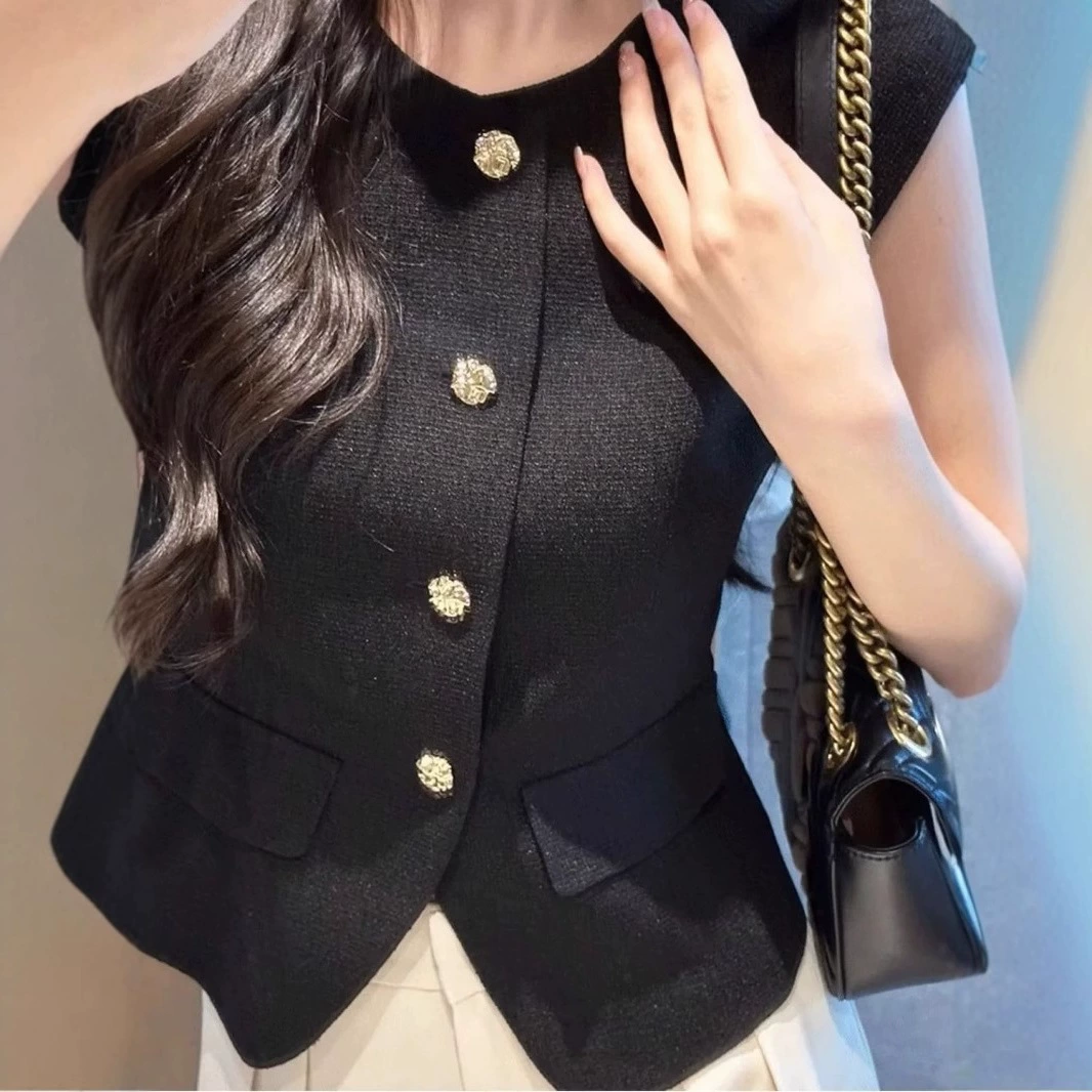 Пригородный стиль городской темперамент жилетки новый костюм с маленькой золотой пряжкой в дизайне
