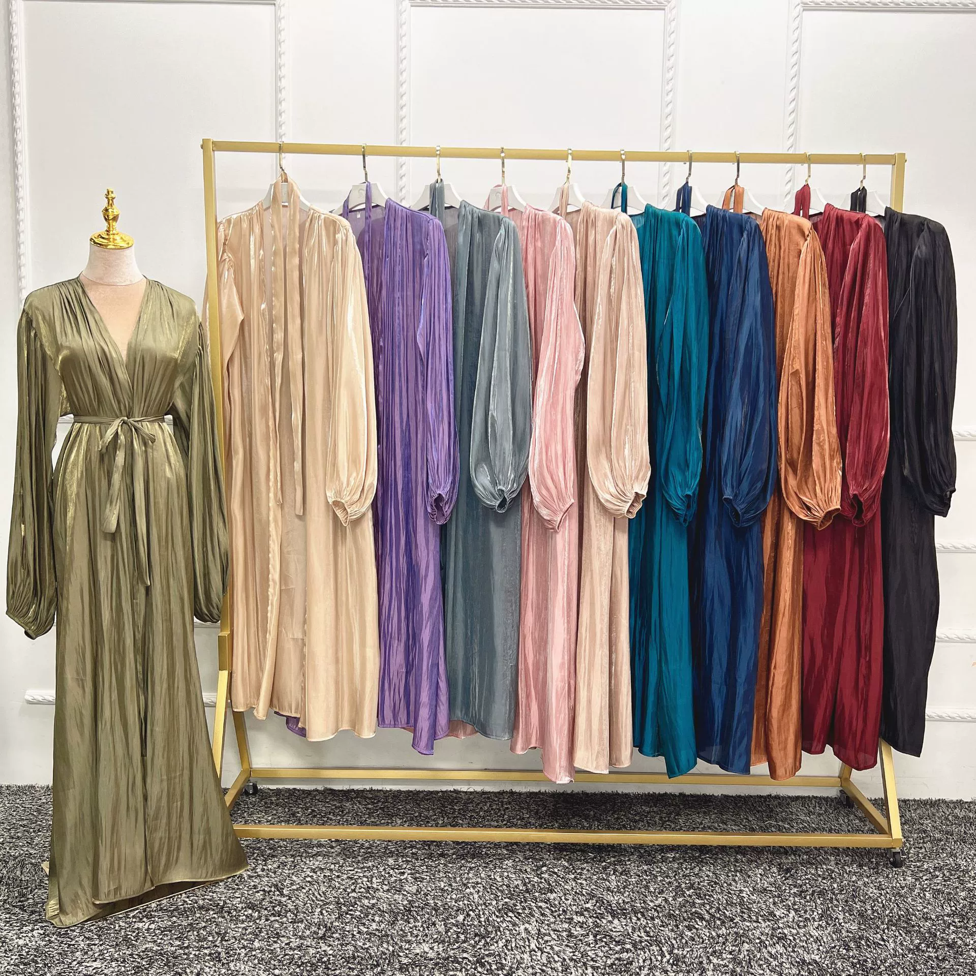 Cardigan, elegant long skirt, Amazon, puff sleeves, European style, 5 colors