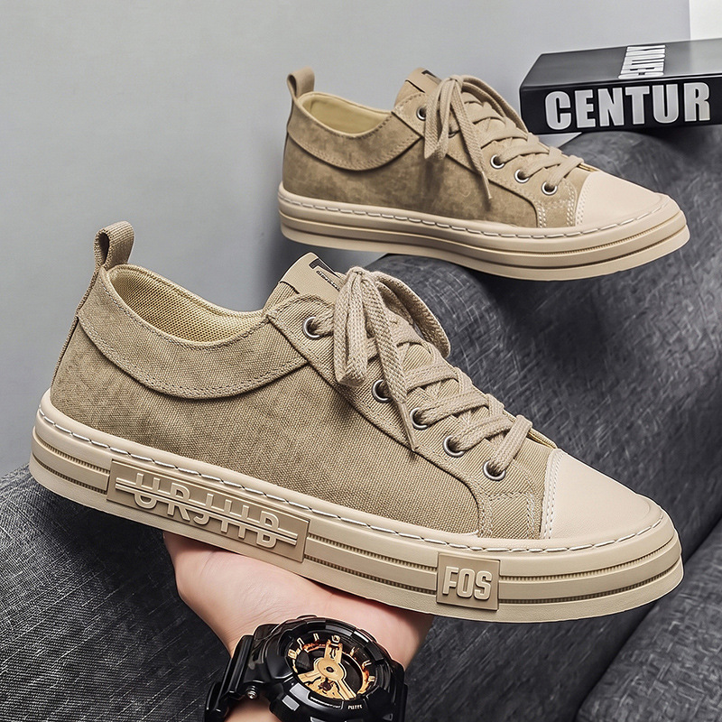 Men's Shoes 2026 New Breathable Canvas Shoes Men's Thin Soft Sole Trendy Shoes Teenagers' Fashionable Casual Sneakers for All Seasons