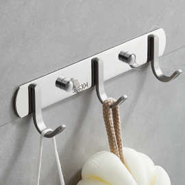 挂钩不锈钢304衣服挂衣钩壁挂墙壁卫生间浴室衣帽钩排钩厨房挂钩