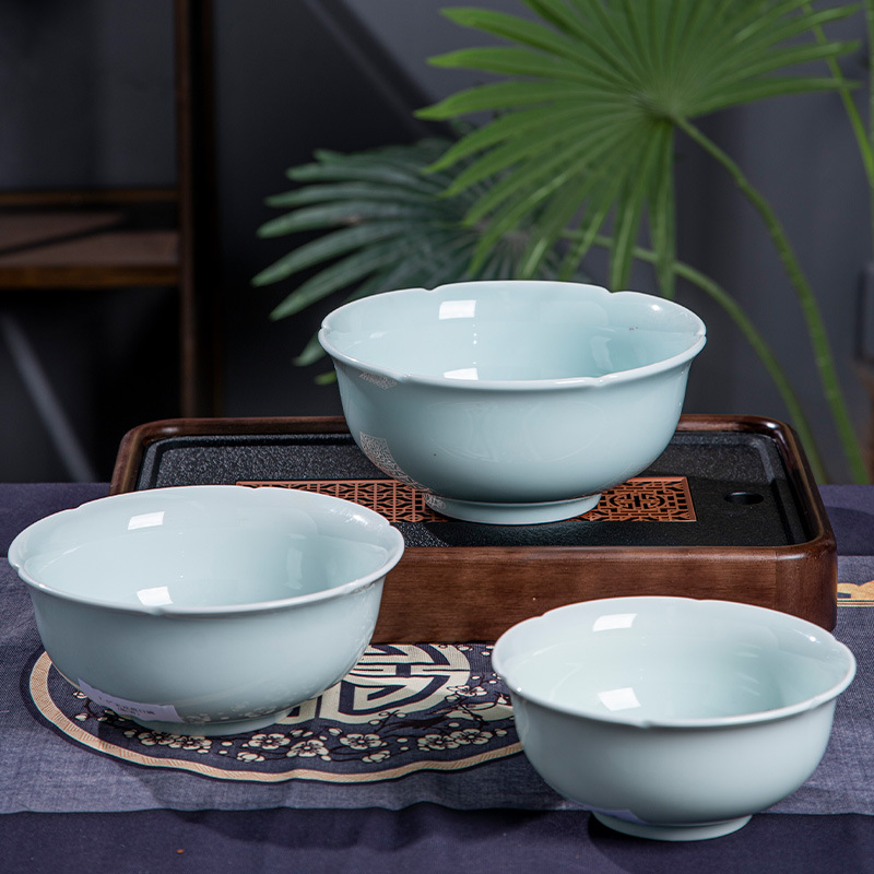 景德镇 Imitation Song celadon Kuikou Bowl Hutianying Qing Ceramic Bowl Specialty Restaurant Hotel Creative Noodle Bowl