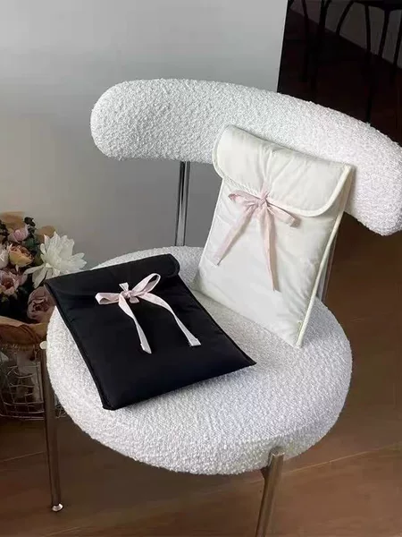 Cross-border super hot new ins blogger with ballet style pink bow cotton pen down tablet computer bag