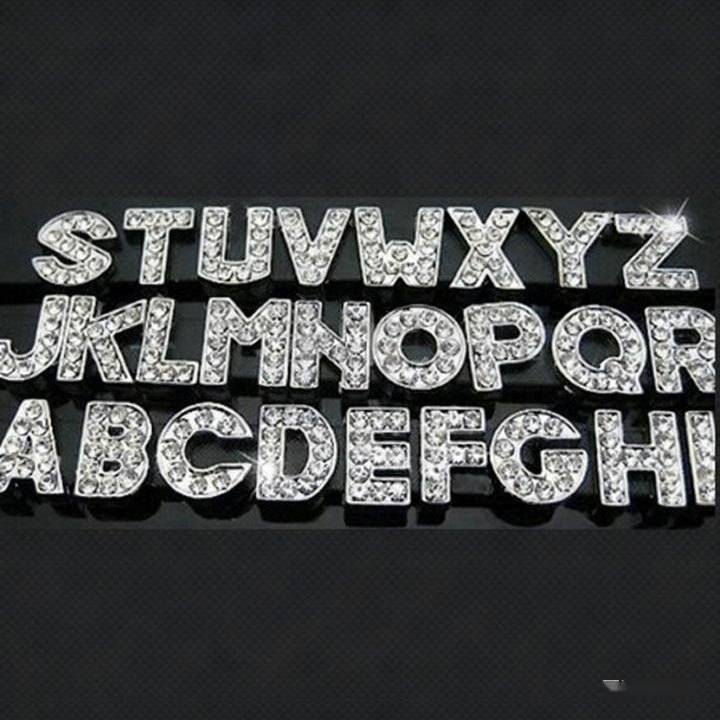 Suministro de Dijes de Aleación de 8 mm con Letras y Diamantes, Letras con Diamantes Blancos, Letras Completamente Engastadas con Diamantes, Letras con Pedrería, Accesorios para Abalorios DIY
