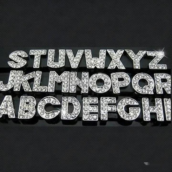 [10 мм полные алмазные буквы] буквы «сделай сам», цепочка для мобильного телефона, номерной знак, брелок для ключей, брелок для ключей, инкрустированные буквами из сплава