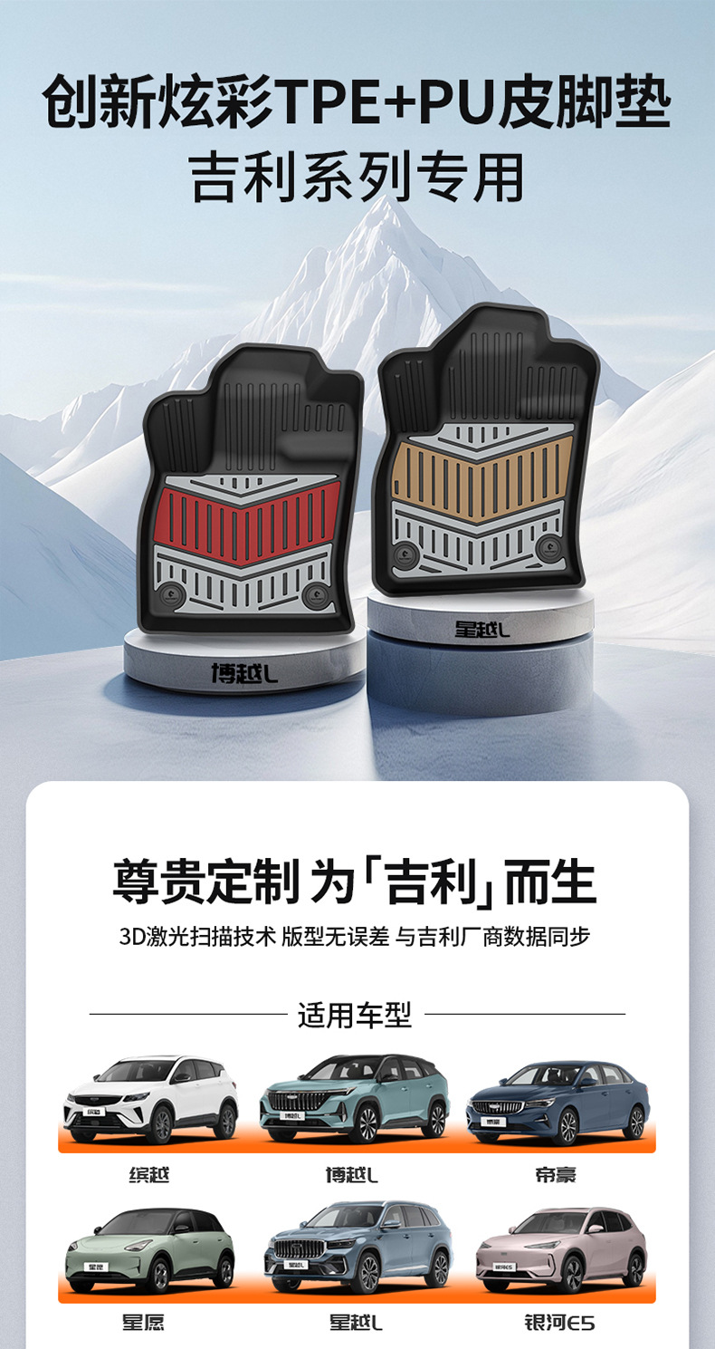 Suitable for Geely Galaxy E5 A7 Xingjian 7 Xingyue L Emgrand Xingyuan Special Car-Specific Colorful Tpe Car Floor Mats