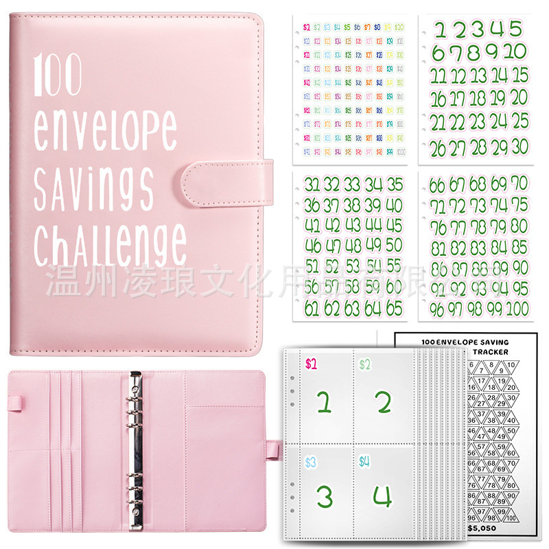 100EnvelopeChallenge loose-leaf book 100 days money saving book challenge cash envelope saving book