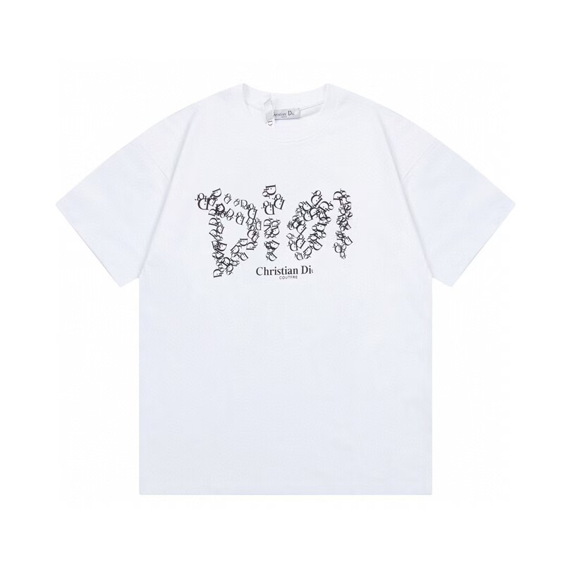 クロスボーダー 25ssCD ホームファッションブランド春夏新作落書きペイントレタープリントユニセックス純綿半袖Tシャツ|undefined