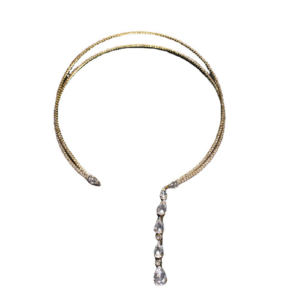 Collar de diamantes de imitación de moda transfronteriza europea y americana elegante de lujo gota de agua colgante collar de doble capa gargantilla de joyería de alta gama