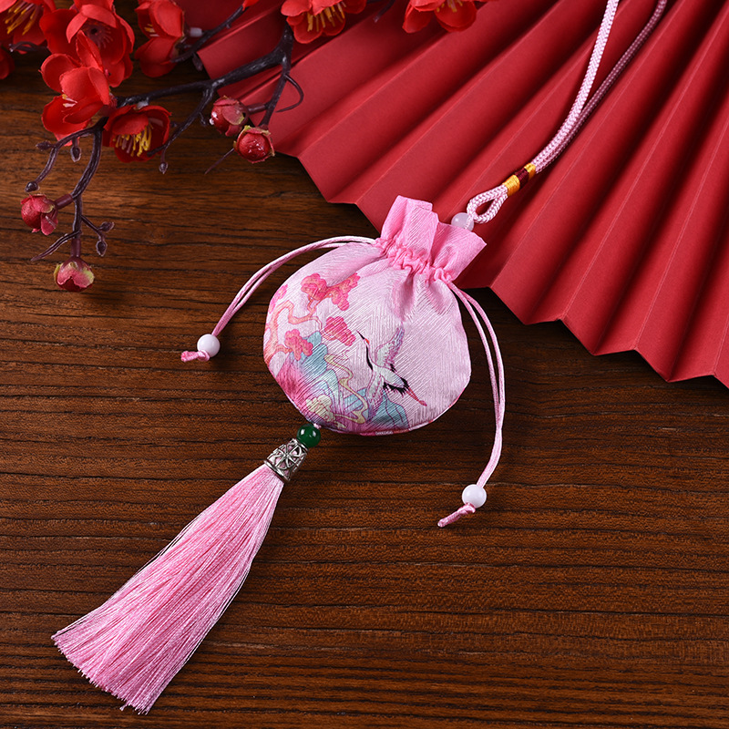 Printed semicircle Chinese style pink [empty bag]