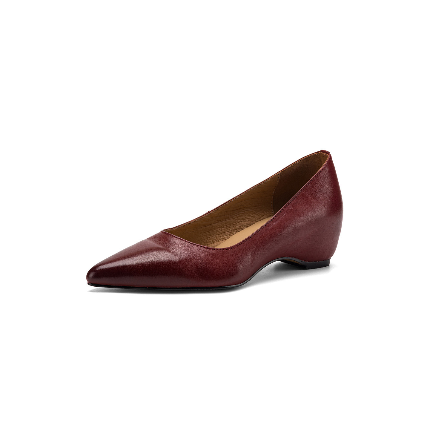 Giày cao gót nữ mũi nhọn da bò, gót 4.5 cm, phong cách Hàn Quốc đơn giản — Da bò màu hạnh nhân chi tiết 28