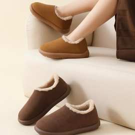 小土豆包头勃肯半拖鞋男女2025冬季新款一脚蹬软底加绒保暖棉鞋