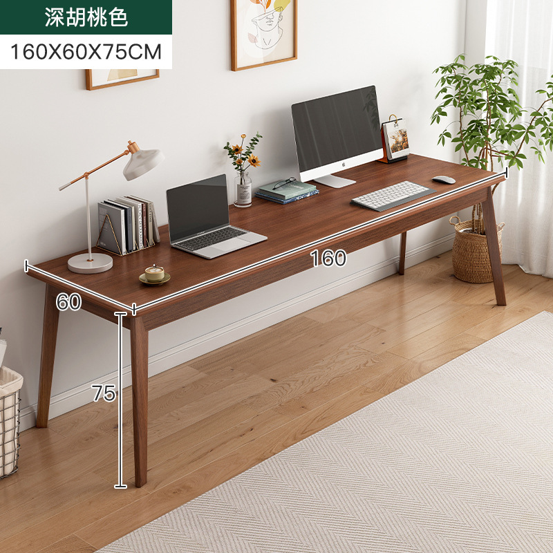 Mesa larga de madera maciza pierna doble escritorio simple oficina escritorio de la computadora hogar pared estrecha Mesa estudiante dormitorio Escritorio